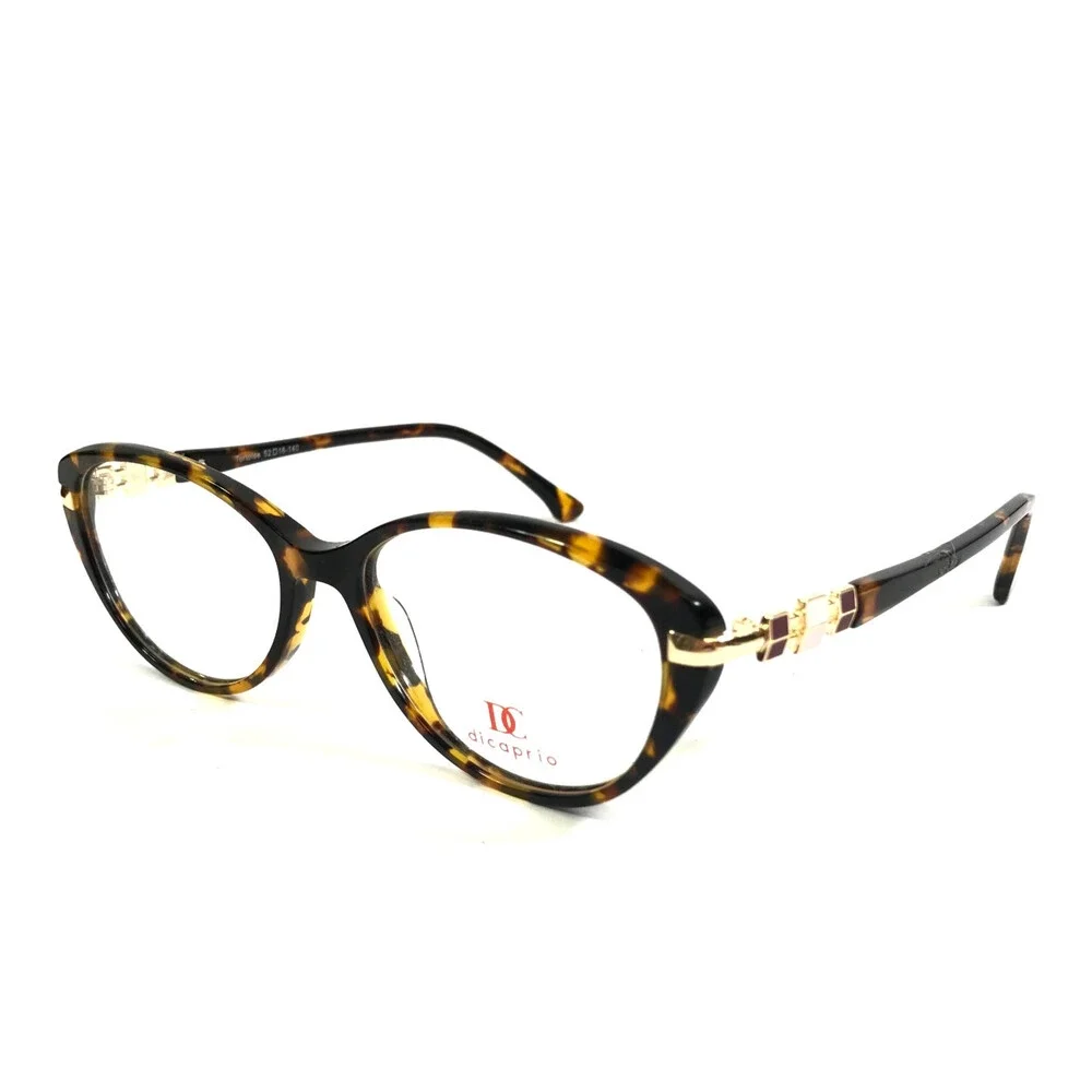 DiCaprio Eyeglasses Frames DC344 Tortoise Brown Oval Full Rim 52-16-140